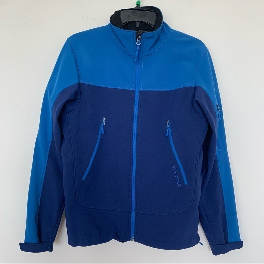 NEW Marmot S Two Tone Blue Softshell Outdoor Trail Hiking Jacket SMALL fleece